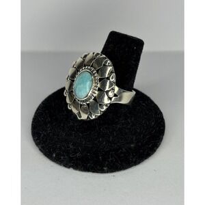 VTG 950 Silver Taxco Natural Turquoise‎ Ring Handcrafted Southwest Mex Size 8